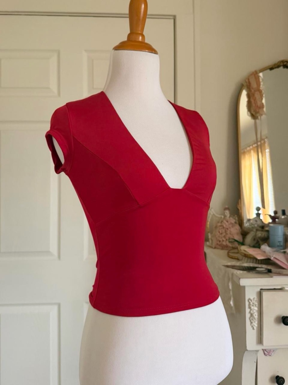 Red Fitted Going Out Blouse